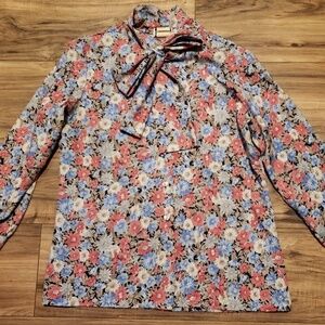 Lucky Winner Women’s Vintage Floral Blouse Long Sleeve Size 16